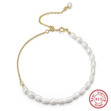 Vintage 14K 925 Silver Chunky Pearls Bracelet for Women