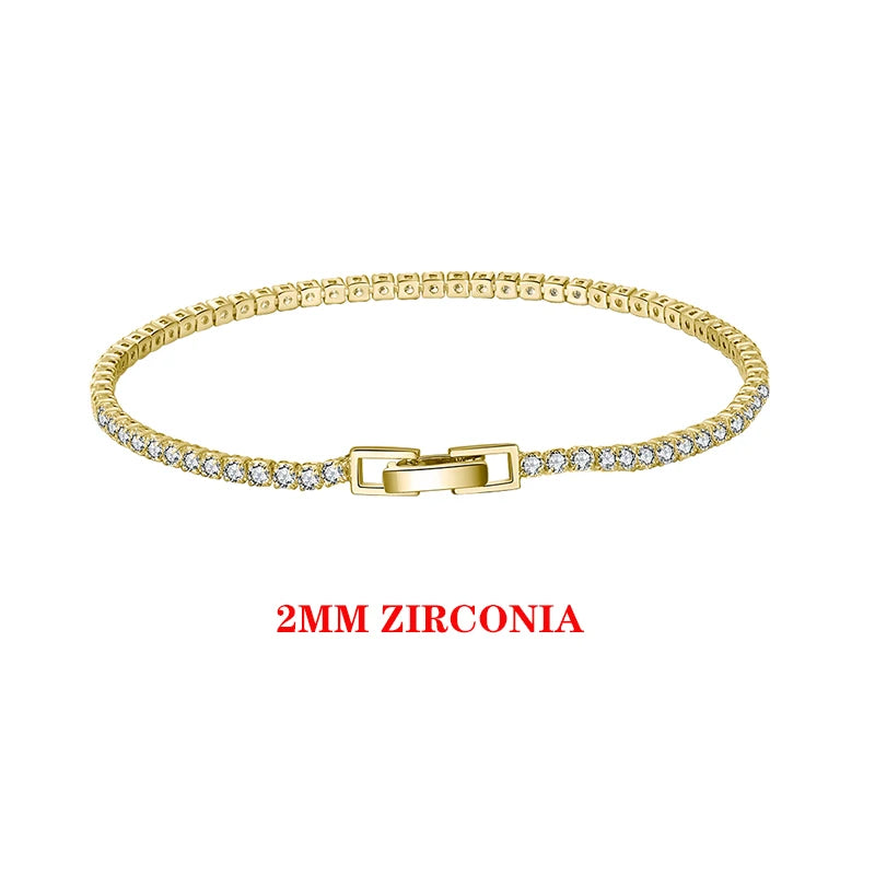 925 Silver CZ Tennis Bracelet for Women 2/3/4mm Chain Jewelry