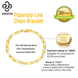 Paperclip Link Chain Bracelet 925 Sterling Silver Plated Hand Jewelry