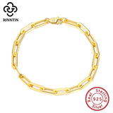 Paperclip Link Chain Bracelet 925 Sterling Silver Plated Hand Jewelry