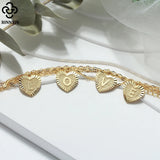 14K Plated Silver Layered A Anklet for Women Initial Ankle Foot Chain