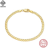 925 Sterling Silver 3mm Cuban Chain Bracelet for Women Men