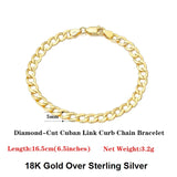 Diamond-Cut Cuban Chain Bracelet 925 Silver