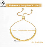 18K Over 925 Sterling Silver Diamond-Cut Bolo Bead Bracelet