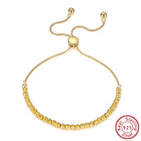18K Over 925 Sterling Silver Diamond-Cut Bolo Bead Bracelet