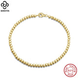 18K Plated 925 Sterling Silver Organic Cube Bead Chain Bracelet