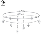 925 Sterling Silver Snake & Cable Chain Anklets for Women SSA06