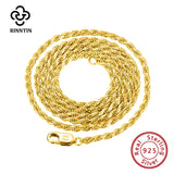 925 Silver 1.2mm Diamond-Cut Rope Chain Necklace for Women