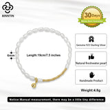 925 Silver 14K Bamboo Chain Pearl Bracelet Baroque Pearls Women's Party Jewelry