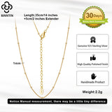 925 Sterling Silver 14K Bead Side Chain Necklace Women's Jewelry