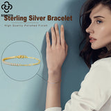 925 Silver Paperclip Chain CZ Tennis Bracelet Women SB119
