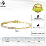 925 Silver Paperclip Chain CZ Tennis Bracelet Women SB119