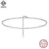 925 Silver 2mm Ball Bead Chain Anklet Women 14K Foot Bracelet Ankle Jewelry