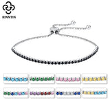 925 Silver 2mm Tennis Bracelet 9 Colors CZ Chain Bracelet SB149