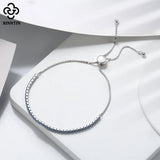 925 Silver 2mm Tennis Bracelet 9 Colors CZ Chain Bracelet SB149