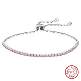 925 Silver 2mm Tennis Bracelet 9 Colors CZ Chain Bracelet SB149