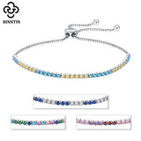 925 Silver 2mm Tennis Bracelet Multi-Color CZ Chain SB152