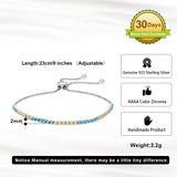 925 Silver 2mm Tennis Bracelet Multi-Color CZ Chain SB152