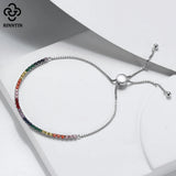 925 Silver 2mm Tennis Bracelet Multi-Color CZ Chain SB152