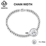 925 Silver Bead Ball Chain Bracelet for Women Men SB103