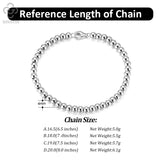 925 Silver Bead Ball Chain Bracelet for Women Men SB103