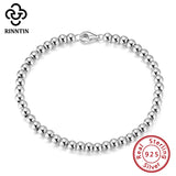 925 Silver Bead Ball Chain Bracelet for Women Men SB103