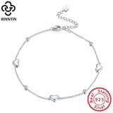 925 Silver Anklet Heart Shape Zirconia Foot Jewelry Anniversary Gift