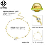 925 Silver Anklet Heart Shape Zirconia Foot Jewelry Anniversary Gift