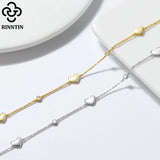 925 Silver Anklet Heart Shape Zirconia Foot Jewelry Anniversary Gift