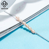 925 Silver Anklet Pink Fresh Water Pearl for Girls