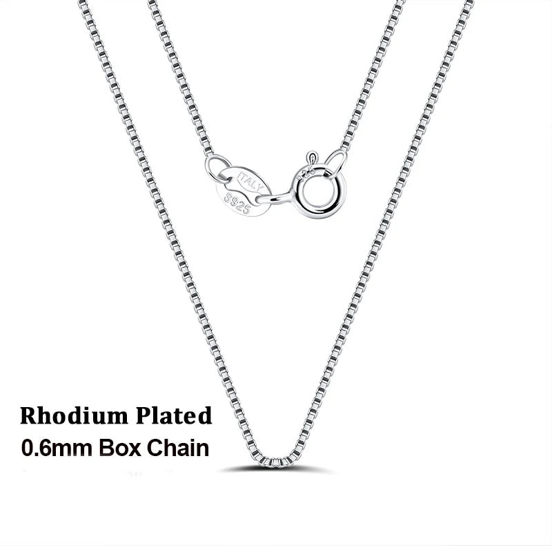 925 Sterling Silver Box Chain Necklace for Women 40cm-60cm