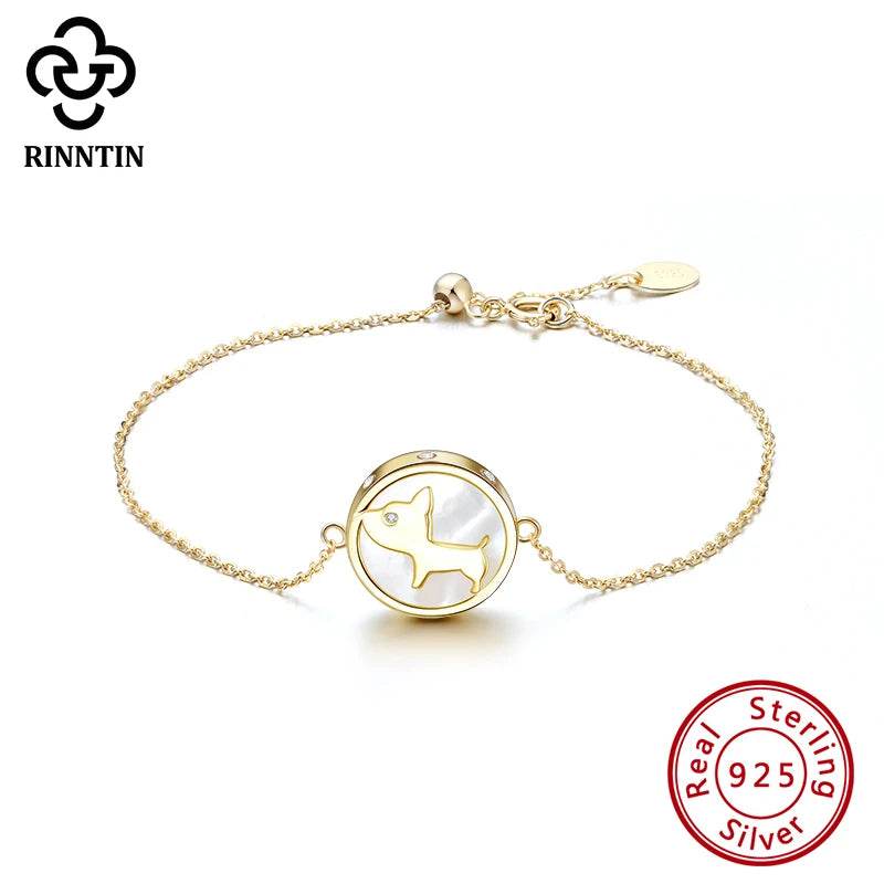 925 Silver Bracelet Mother of Pearl Double Layer Chain For Women