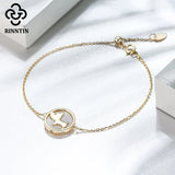 925 Silver Bracelet Mother of Pearl Double Layer Chain For Women
