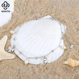 925 Silver Chain Anklets with Pearl & Fourleaf Women's Ankle Jewelry