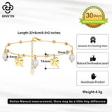 925 Silver Chain Anklets with Pearl & Fourleaf Women's Ankle Jewelry