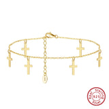 925 Silver Cross Anklets for Women, Summer Ankle Chain Bracelet