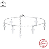 925 Silver Cross Anklets for Women, Summer Ankle Chain Bracelet