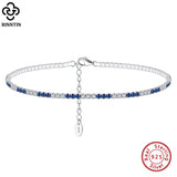 925 Silver Clear&Blue Tennis Chain Ankle Bracelet Foot Jewelry