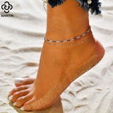925 Silver Clear&Blue Tennis Chain Ankle Bracelet Foot Jewelry