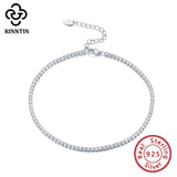 925 Silver Cushion Cut Tennis Chain Anklet with Zircon