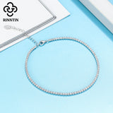 925 Silver Cushion Cut Tennis Chain Anklet with Zircon