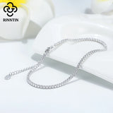 925 Silver Cushion Cut Tennis Chain Anklet with Zircon