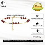 925 Silver Chain Anklets with Garnet for Women Bracelet Barefoot Jewelry