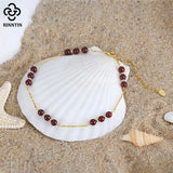 925 Silver Chain Anklets with Garnet for Women Bracelet Barefoot Jewelry