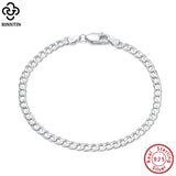 925 Silver 3mm Cuban Chain Bracelet Men Women Italian Link Jewelry SB123