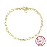 925 Silver Heart Chain Anklet Foot Bracelet Summer Jewelry
