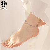 925 Silver Heart Chain Anklet Foot Bracelet Summer Jewelry