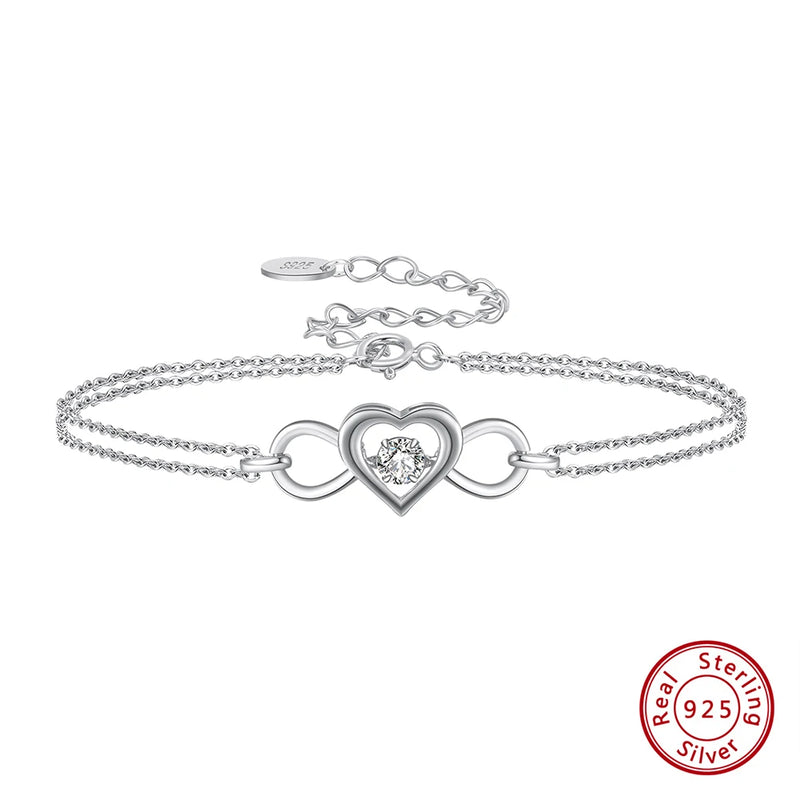 925 Silver Infinity Love Bracelet CZ Jewelry SB135