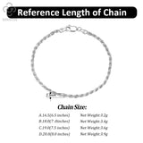 925 Sterling Silver 2.3mm/3.3mm Diamond-Cut Braided Rope Chain Bracelet