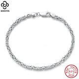 925 Silver Italian 2.5mm Flat Byzantine Chain Bracelet for Women